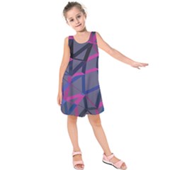 3d Lovely Geo Lines Kids  Sleeveless Dress by Uniqued