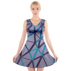 3d Lovely Geo Lines 2 V-neck Sleeveless Dress by Uniqued