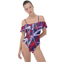3d Lovely Geo Lines Vii Frill Detail One Piece Swimsuit by Uniqued