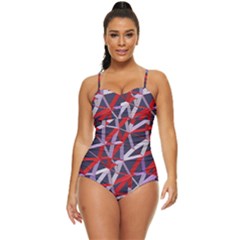 3d Lovely Geo Lines Vii Retro Full Coverage Swimsuit by Uniqued