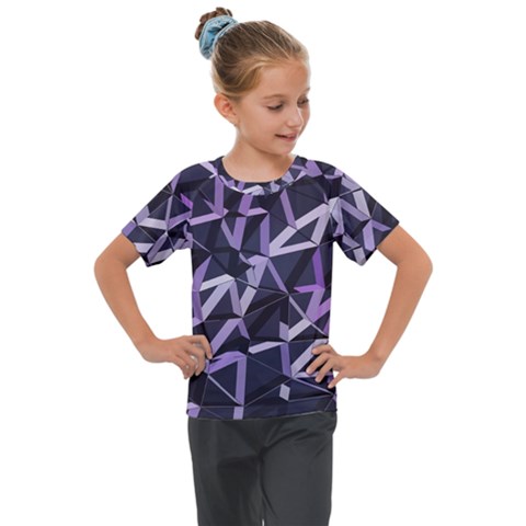 3d Lovely Geo Lines Vi Kids  Mesh Piece Tee by Uniqued