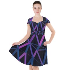 3d Lovely Geo Lines  V Cap Sleeve Midi Dress by Uniqued