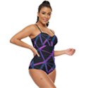 3d Lovely Geo Lines  V Retro Full Coverage Swimsuit View3