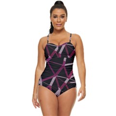 3d Lovely Geo Lines Iii Retro Full Coverage Swimsuit by Uniqued