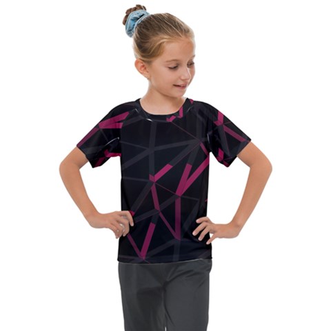 3d Lovely Geo Lines Viii Kids  Mesh Piece Tee by Uniqued