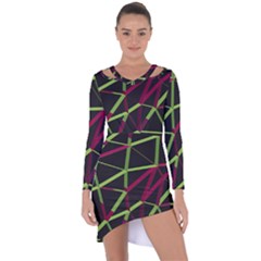 3d Lovely Geo Lines X Asymmetric Cut-out Shift Dress by Uniqued