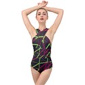 3D Lovely GEO Lines X Cross Front Low Back Swimsuit View1