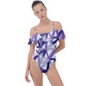 3D Lovely GEO Lines X Frill Detail One Piece Swimsuit View1