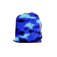 Blue Waves Abstract Series No11 Drawstring Pouch (medium) by DimitriosArt