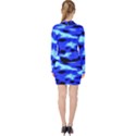 Blue Waves Abstract Series No11 V-neck Bodycon Long Sleeve Dress View2