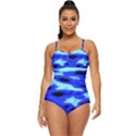 Blue Waves Abstract Series No11 Retro Full Coverage Swimsuit View1