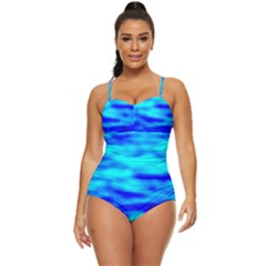 Blue Waves Abstract Series No12 Retro Full Coverage Swimsuit by DimitriosArt
