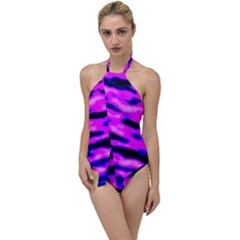 Purple  Waves Abstract Series No6 Go With The Flow One Piece Swimsuit by DimitriosArt