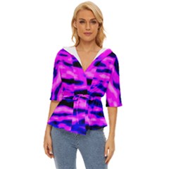 Purple  Waves Abstract Series No6 Lightweight Drawstring Hooded Top by DimitriosArt