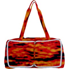 Red  Waves Abstract Series No17 Multi Function Bag by DimitriosArt