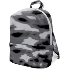 Black Waves Abstract Series No 1 Zip Up Backpack by DimitriosArt