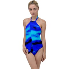 Blue Waves Abstract Series No13 Go With The Flow One Piece Swimsuit by DimitriosArt