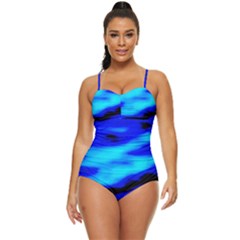 Blue Waves Abstract Series No13 Retro Full Coverage Swimsuit by DimitriosArt