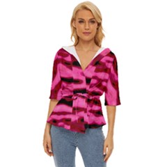 Rose  Waves Abstract Series No2 Lightweight Drawstring Hooded Top by DimitriosArt