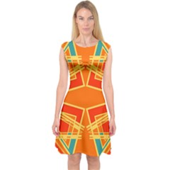 Abstract Pattern Geometric Backgrounds   Capsleeve Midi Dress by Eskimos