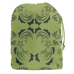 Floral Folk Damask Pattern Fantasy Flowers  Drawstring Pouch (3xl) by Eskimos
