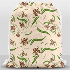 Folk Flowers Print Floral Pattern Ethnic Art Drawstring Bag (large) by Eskimos