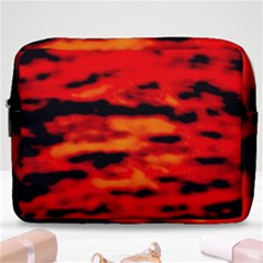 Red  Waves Abstract Series No16 Make Up Pouch (large) by DimitriosArt