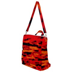 Red  Waves Abstract Series No16 Crossbody Backpack by DimitriosArt