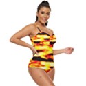 Red  Waves Abstract Series No19 Retro Full Coverage Swimsuit View3