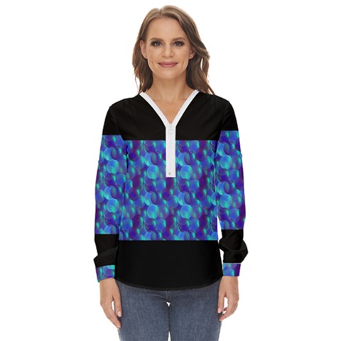 Bubbles Zip Up Long Sleeve Blouse by Sparkle