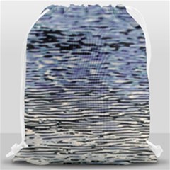 Silver Waves Flow Series 1 Drawstring Bag (large) by DimitriosArt