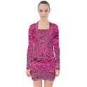 Pink  Waves Flow Series 1 V-neck Bodycon Long Sleeve Dress View1