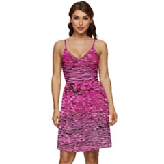 Pink  Waves Flow Series 1 V-neck Pocket Summer Dress  by DimitriosArt
