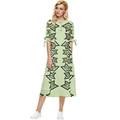 Abstract Pattern Geometric Backgrounds   Bow Sleeve Chiffon Midi Dress by Eskimos