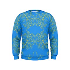Floral Folk Damask Pattern Fantasy Flowers Floral Geometric Fantasy Kids  Sweatshirt by Eskimos