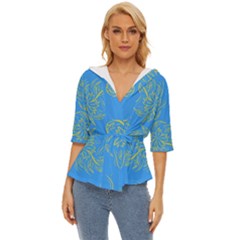 Floral Folk Damask Pattern Fantasy Flowers Floral Geometric Fantasy Lightweight Drawstring Hooded Top by Eskimos