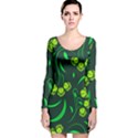 Folk flowers print Floral pattern Ethnic art Long Sleeve Velvet Bodycon Dress View1
