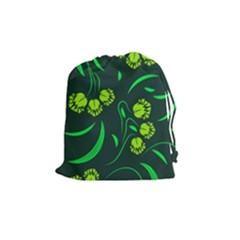 Folk Flowers Print Floral Pattern Ethnic Art Drawstring Pouch (medium) by Eskimos