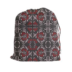 Floral Folk Damask Pattern Fantasy Flowers Floral Geometric Fantasy Drawstring Pouch (2xl) by Eskimos