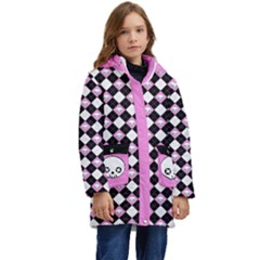 Cute Skulls 2 Kid s Hooded Longline Puffer Jacket by NiniLand