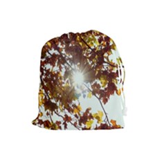 Golden Leaf s Drawstring Pouch (large) by DimitriosArt