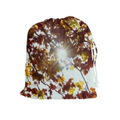 Golden Leaf s Drawstring Pouch (xl) by DimitriosArt