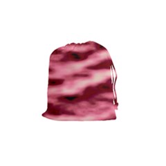Pink  Waves Flow Series 5 Drawstring Pouch (small) by DimitriosArt