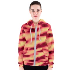 Red Waves Flow Series 3 Women s Zipper Hoodie by DimitriosArt
