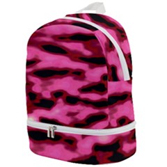 Pink  Waves Flow Series 9 Zip Bottom Backpack by DimitriosArt