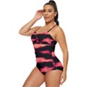 Red Waves Flow Series 5 Retro Full Coverage Swimsuit View2