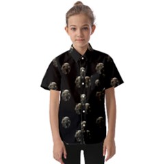 Creepy Head Sculpture With Respirator Motif Pattern Kids  Short Sleeve Shirt by dflcprintsclothing