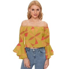 Abstract Pattern Geometric Backgrounds   Off Shoulder Flutter Bell Sleeve Top by Eskimos
