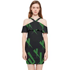 Abstract Pattern Geometric Backgrounds   Shoulder Frill Bodycon Summer Dress by Eskimos