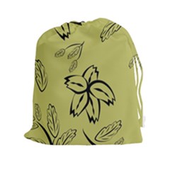 Folk Flowers Print Floral Pattern Ethnic Art Drawstring Pouch (2xl) by Eskimos